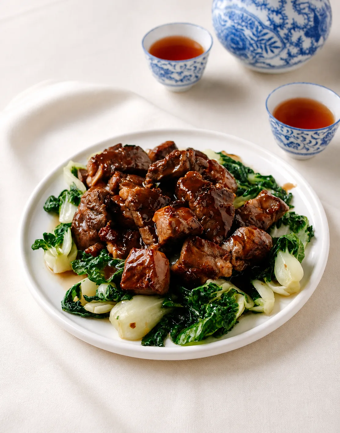 Costillas estofadas con pak choi — Gran China Torrevieja